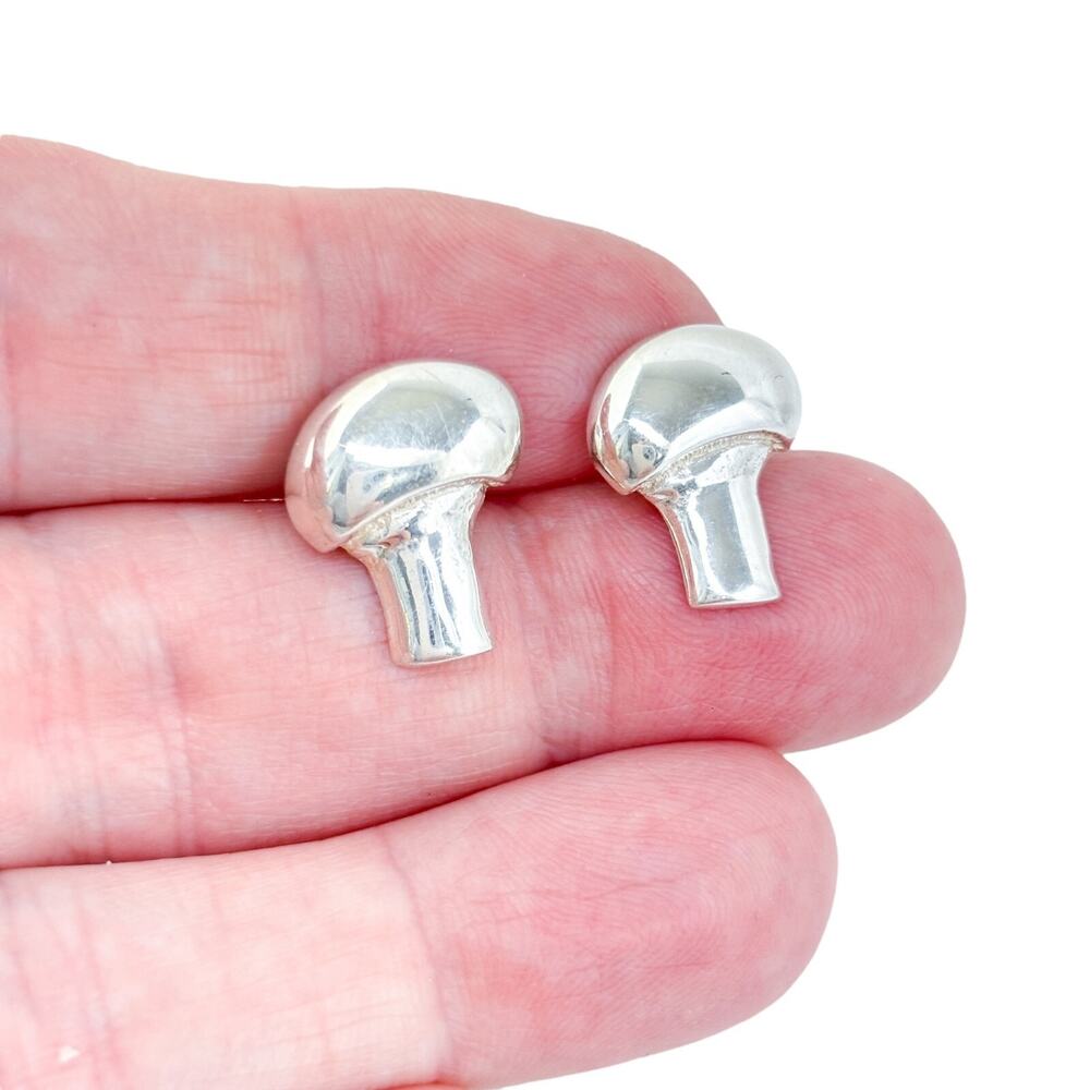 Vintage Sterling Silver 925 Mushroom Shaped Stud Earrings